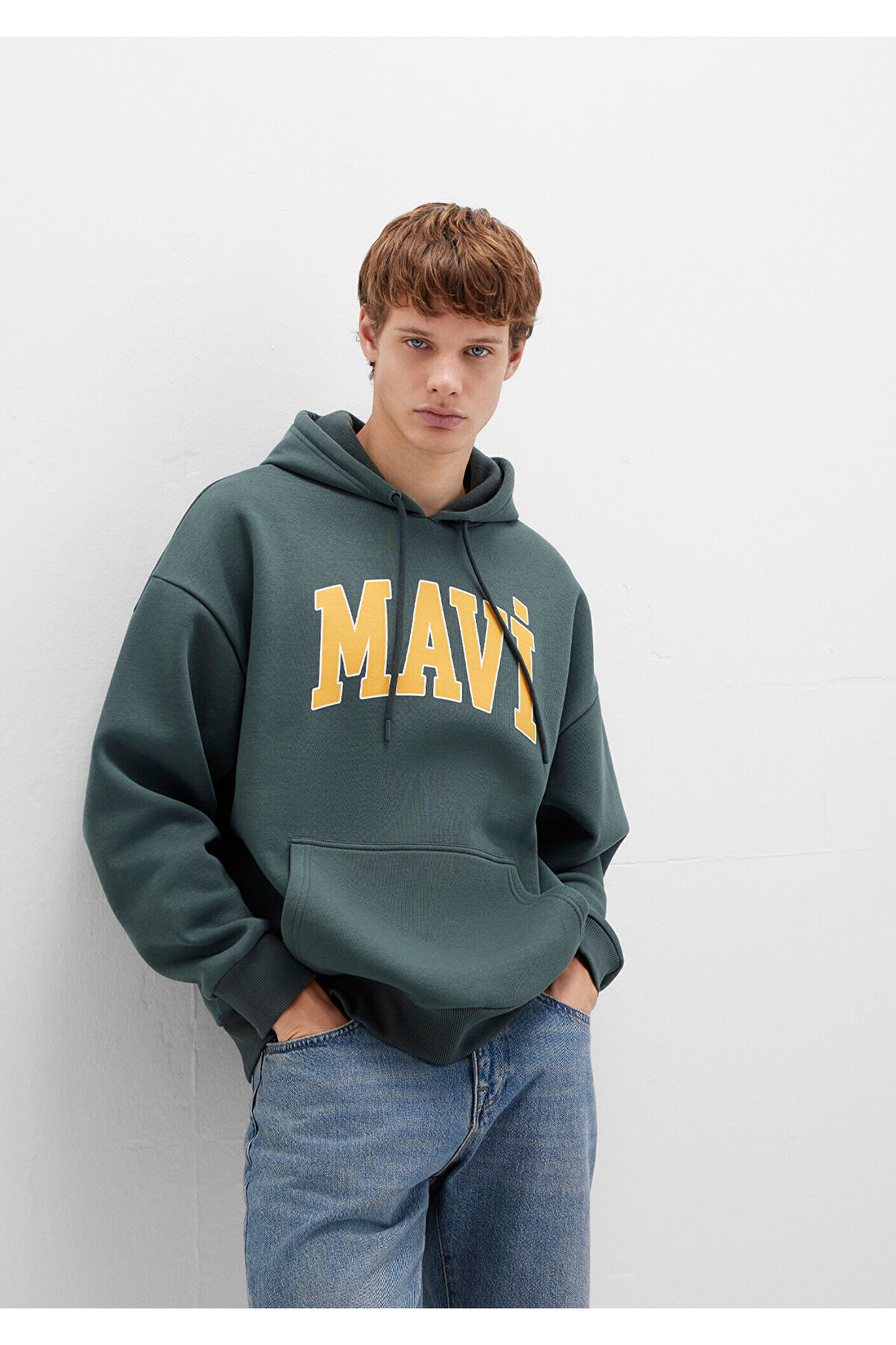 Mavi Logo Baskılı Kapüşonlu Yeşil Sweatshirt 067149-71598