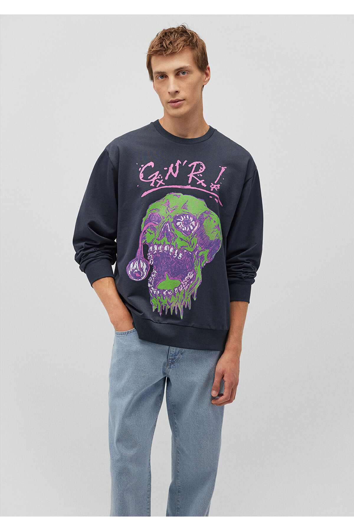 Mavi Guns N' Roses Baskılı Lacivert Sweatshirt 0S10182-87822