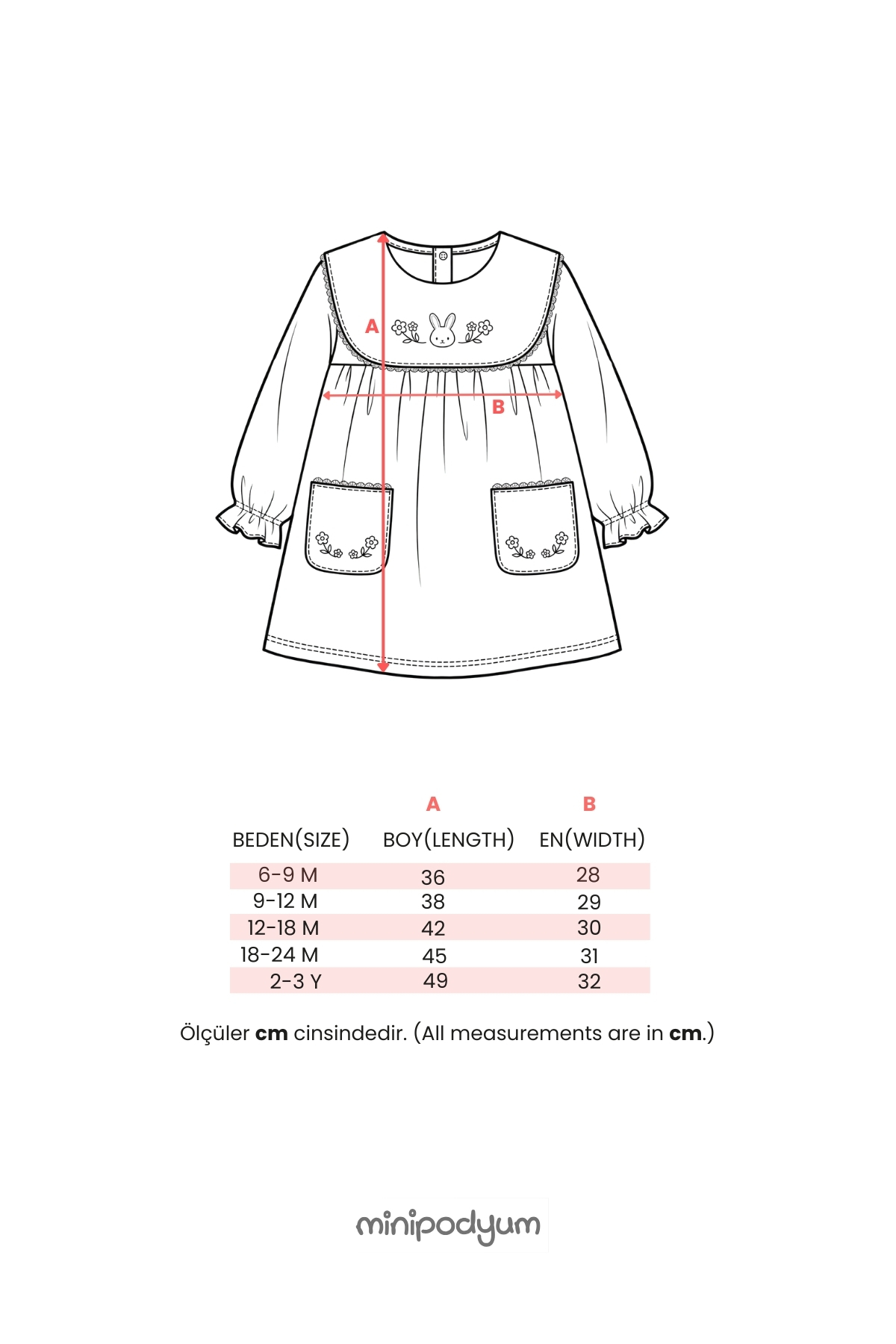 Minipodyum Nakış Detaylı Cepli Bebe Yaka Keten Kız Bebek Elbise fotoğrafı 5 (önizleme)