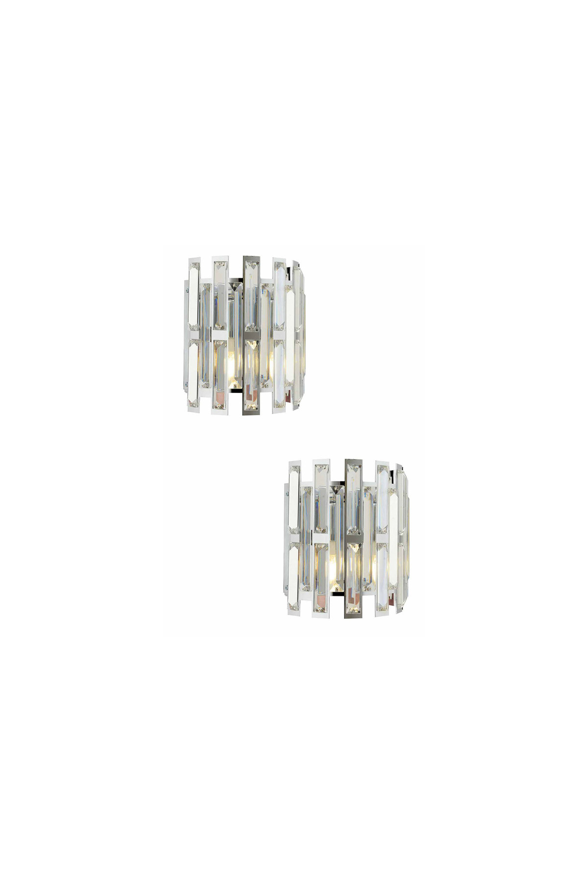 Gallıano Chrome 2-Piece Sconce Set Modern Bedroom with Crystal Stone - Bedside Wall Lamp