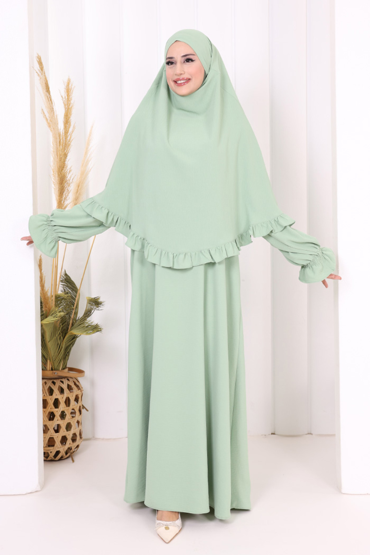 Bym Fashion Sufleli Namaz Elbisesi 6034 Mint - Fiyatı, Yorumları