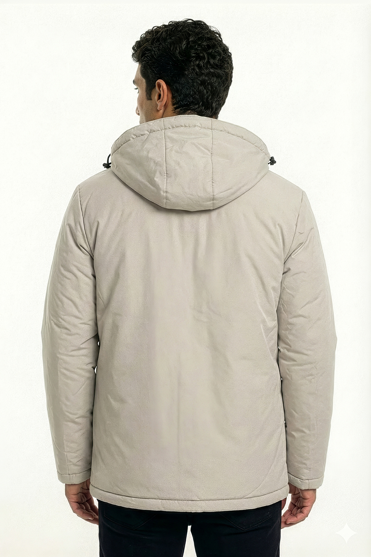 Erkek Kışlık Parka Sıcak Tutan Dolgu Kalın İç Astarlı Su İtici Rüzgar Geçirmez Kapüşonlu Parka Mont — بژ PA-170 — تصویر 5 از 6