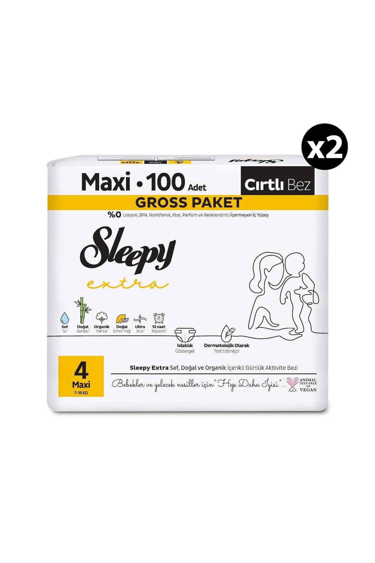 Sleepy Extra Günlük Aktivite Gross Paket Bebek Bezi 4 Numara Maxi 200 Adet fotoğrafı 2 (önizleme)