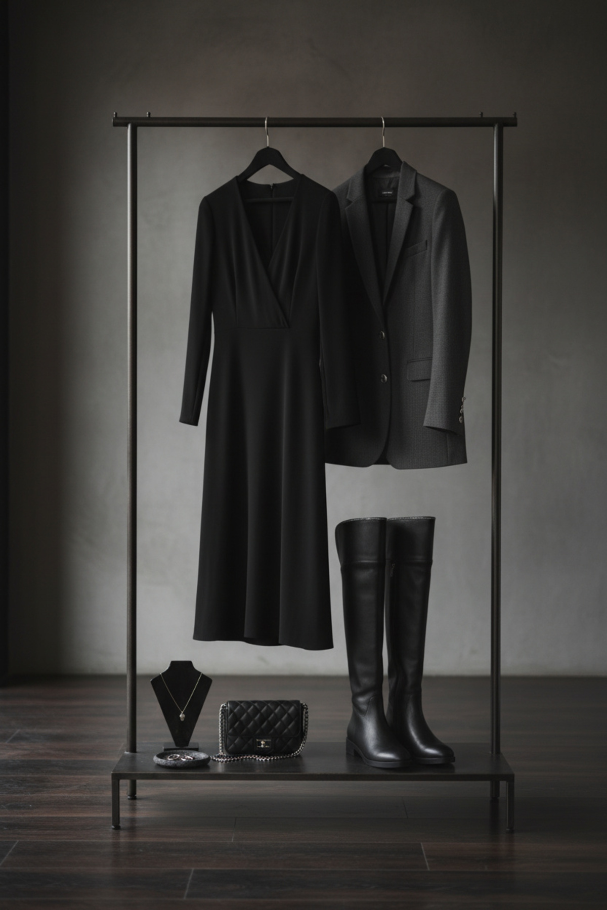 Ayakkabı Delisiyim  Siyah Deri Binici Diz Üstü Kadın Çizme | Kısa Topuklu Kaymaz Taban | Taşlı & Fermuarlı Bihter - Görsel 5