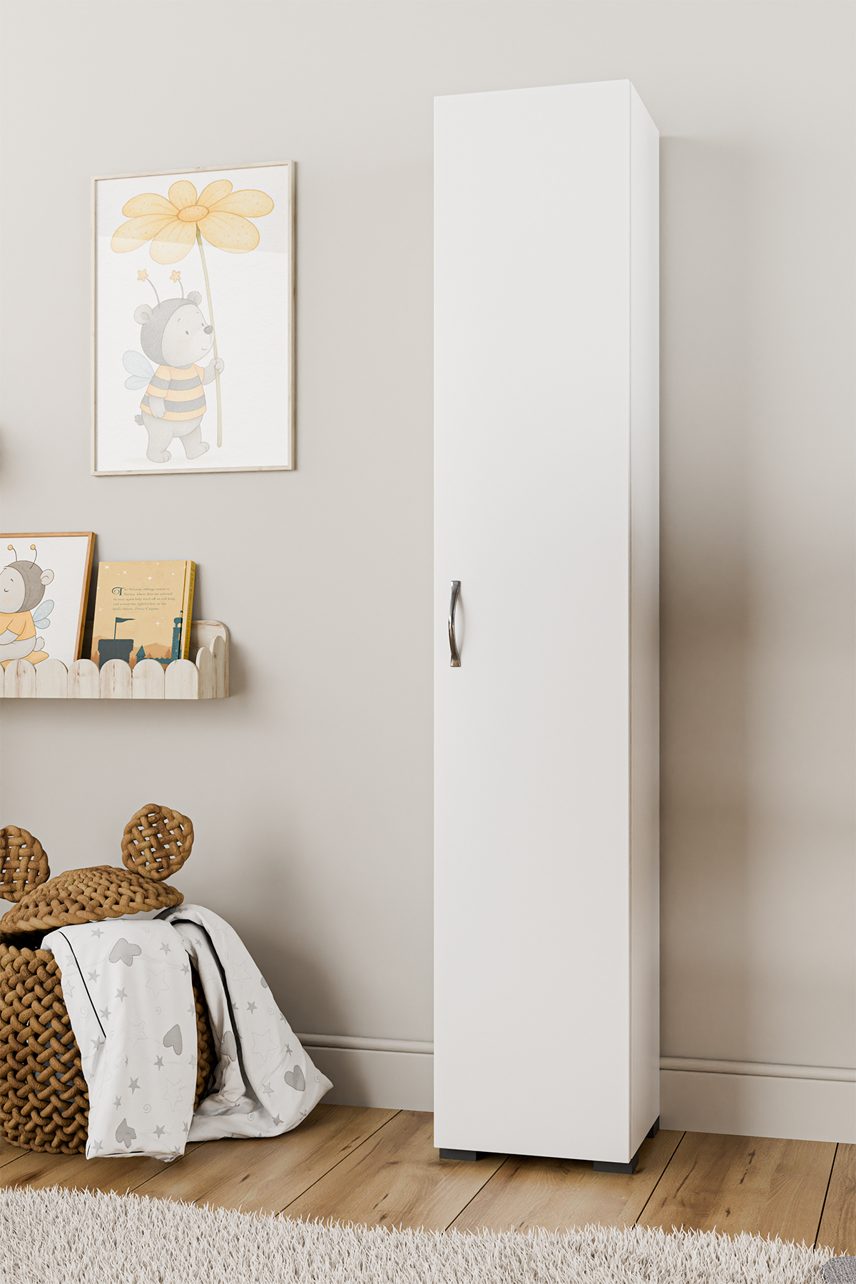 Kzy Mobilya Tek Kapak Çocuk Elbise Dolabı Kazak Dolabı Kıyafet Dolabı Gömlek Dolabı Kışlık Dolabı Beyaz fotoğrafı 3 (önizleme)