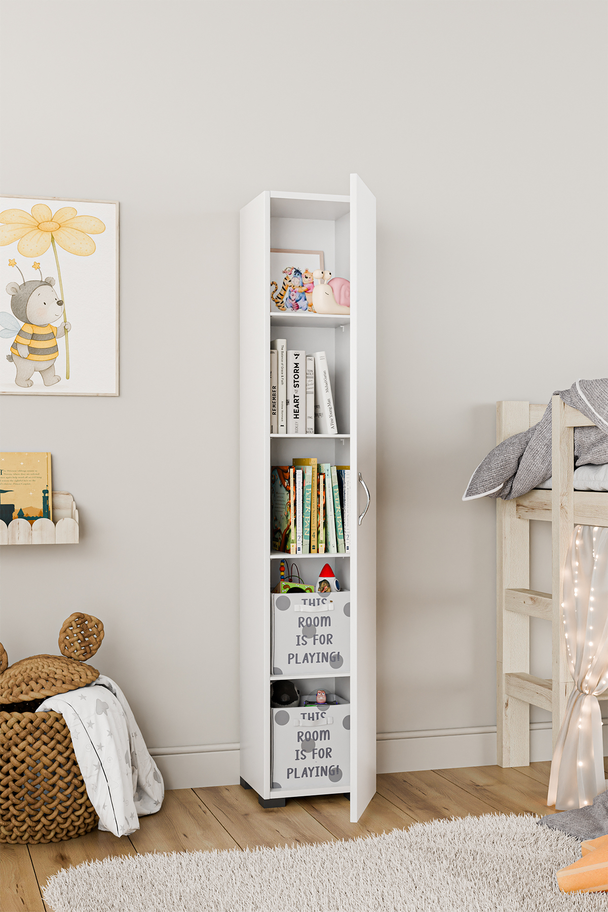 Kzy Mobilya Tek Kapak Çocuk Elbise Dolabı Kazak Dolabı Kıyafet Dolabı Gömlek Dolabı Kışlık Dolabı Beyaz fotoğrafı 2 (önizleme)