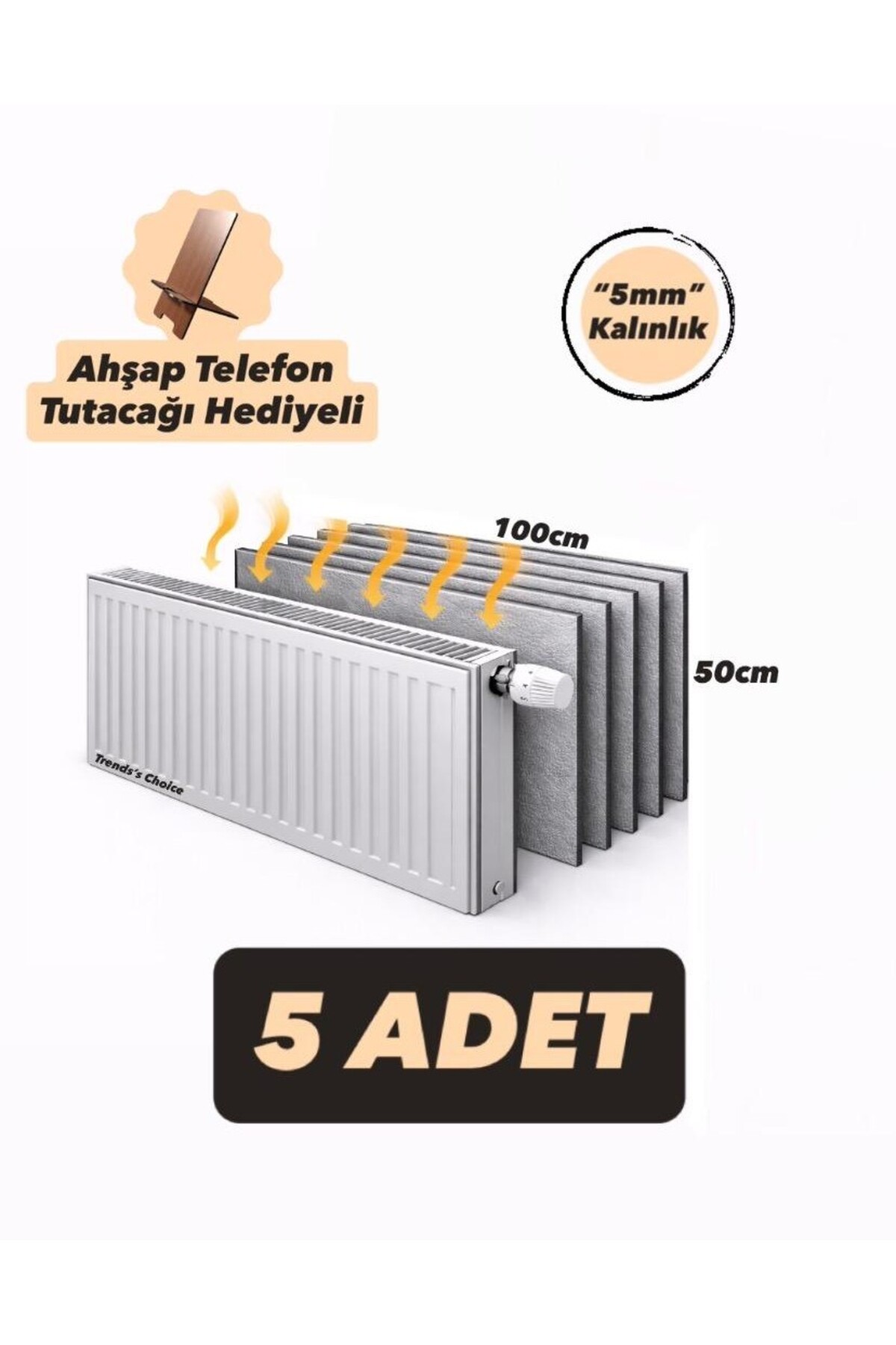 Ankaflex 5 Adet Petek Arkası Isı Yalıtım Levhası Alüminyum Folyo 5 Radyatör A...