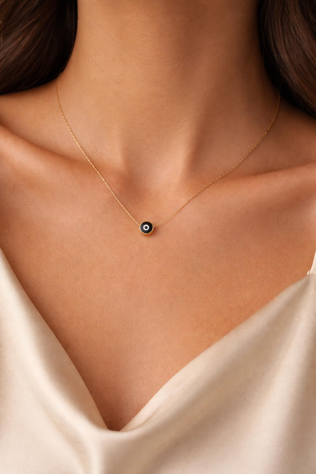 Evil Eye Beaded Gold Plated Necklace | Mini Evil Eye Chain Necklace