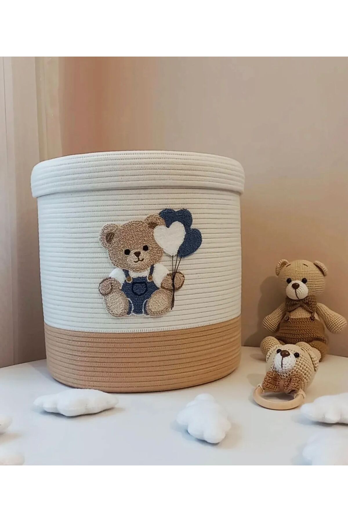 Berçak Home Bebek Çocuk Odası ,Düzenleyici Punch İşlemeli Saklama Kutusu, Oyuncak Sepeti fotoğrafı 5 (önizleme)