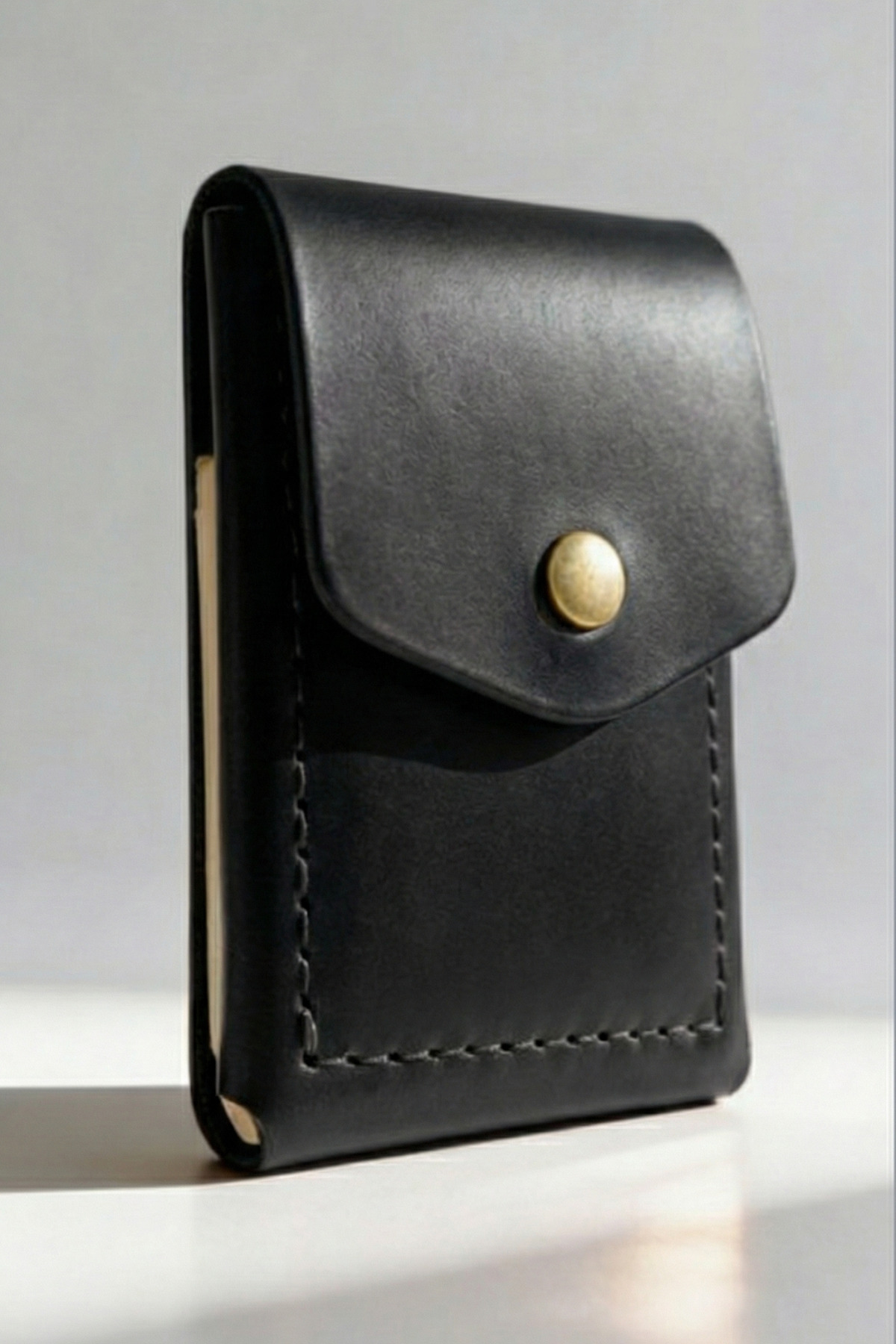 luvo  %100 Gerçek Deri Cüzdan | 3 Bölmeli 9 Kart Kapasiteli Minimal Cüzdan Hakiki Deri Kompakt Tasarım - Görsel 4