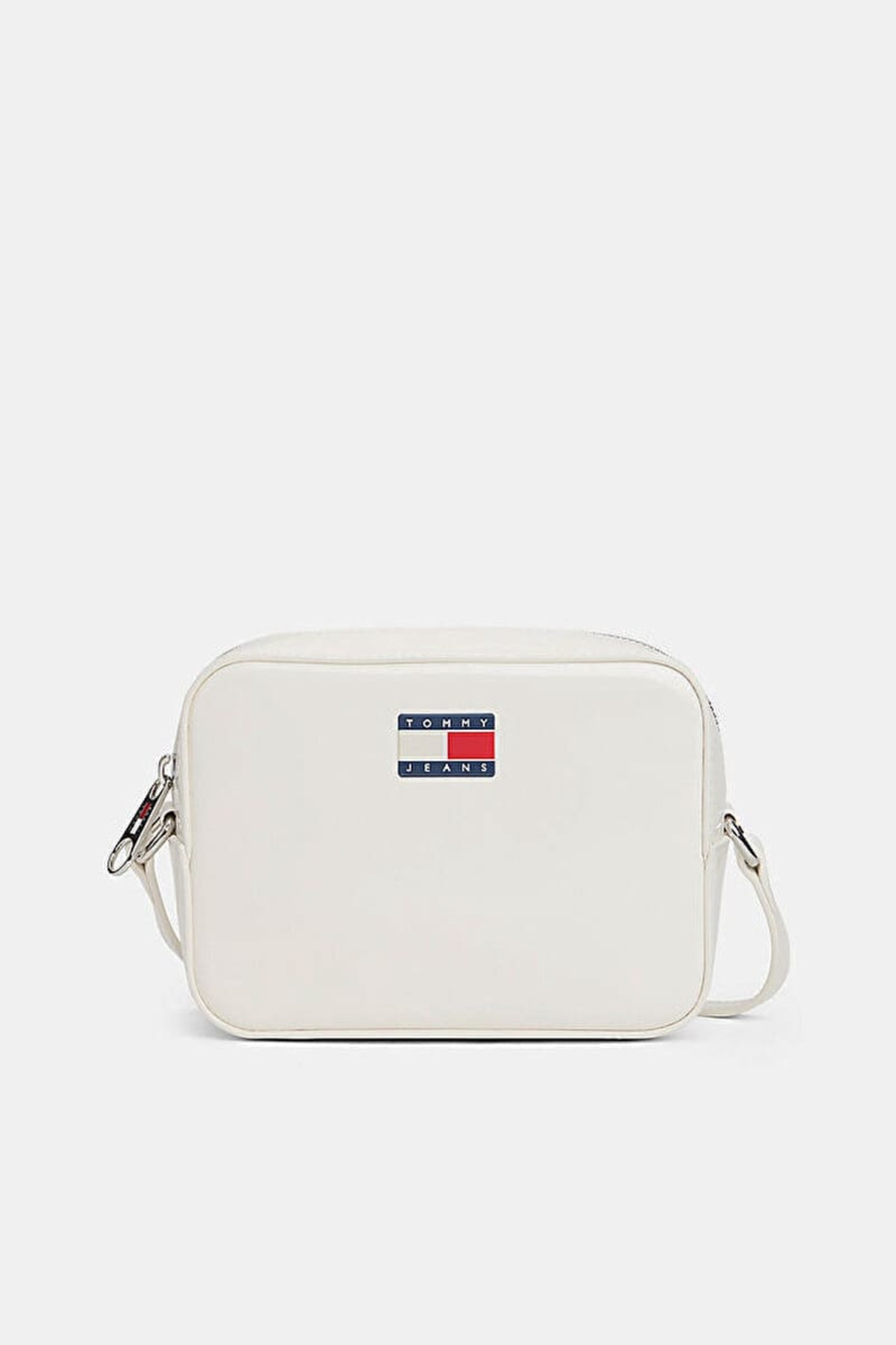 Tommy Hilfiger Dámska lesklá taška na fotoaparát cez rameno a crossbody – biela