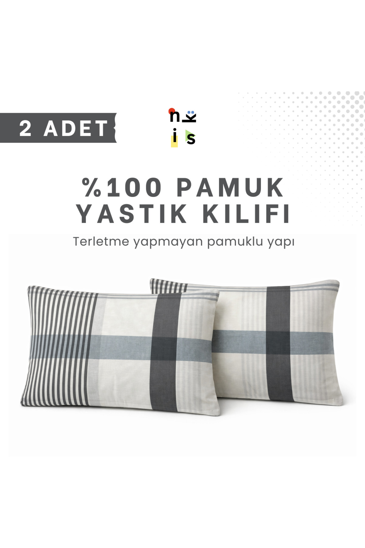 100% Cotton Covered Pillowcase (50x70cm) 2pcs