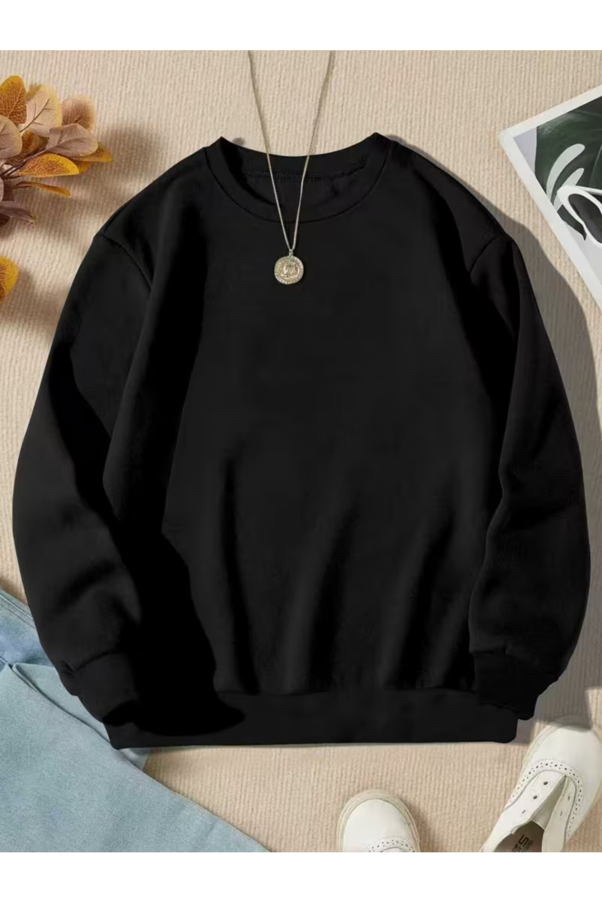 haha Çocuklar için Oversize Kapüşonsuz Sweatshirt fotoğrafı 2 (önizleme)