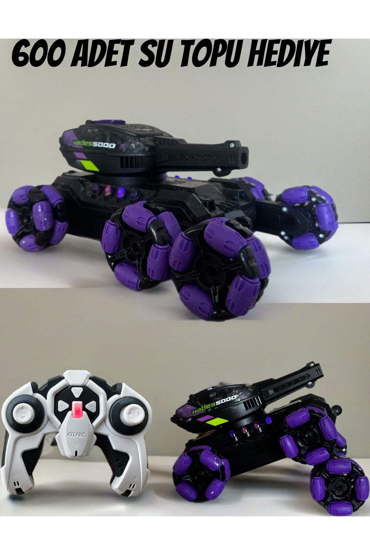 HADES Su Topu Atan 360° Omni RC Tank –Işıklı Sesli, Yüksek Hızlı