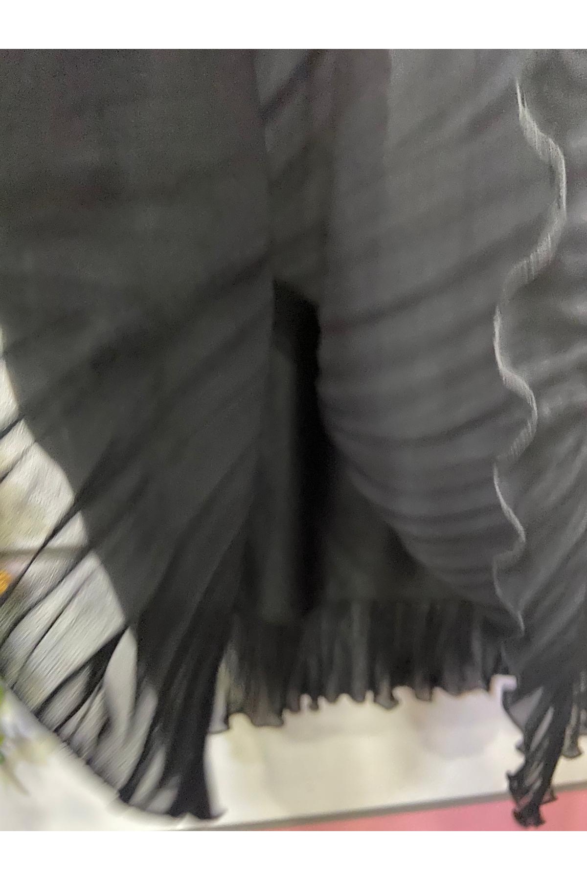 edu collection  Şifon ÇAN etek astarlı siyah - Görsel 4