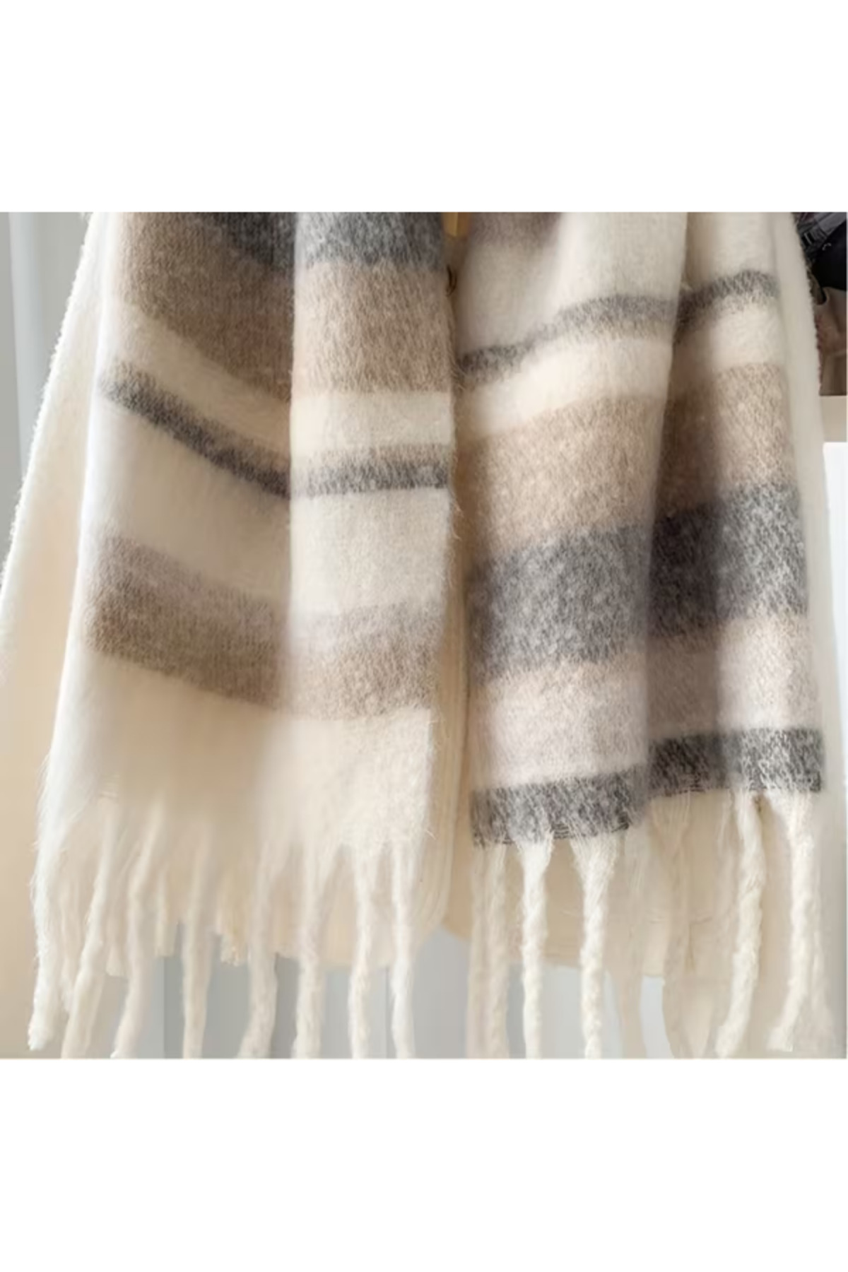 VELORA PRIVE -UNISEX %100 PAMUK EKOSELİ ŞIK KALİTELİ DOKUMA ŞAL - ATKI 30X200 CM görsel 2