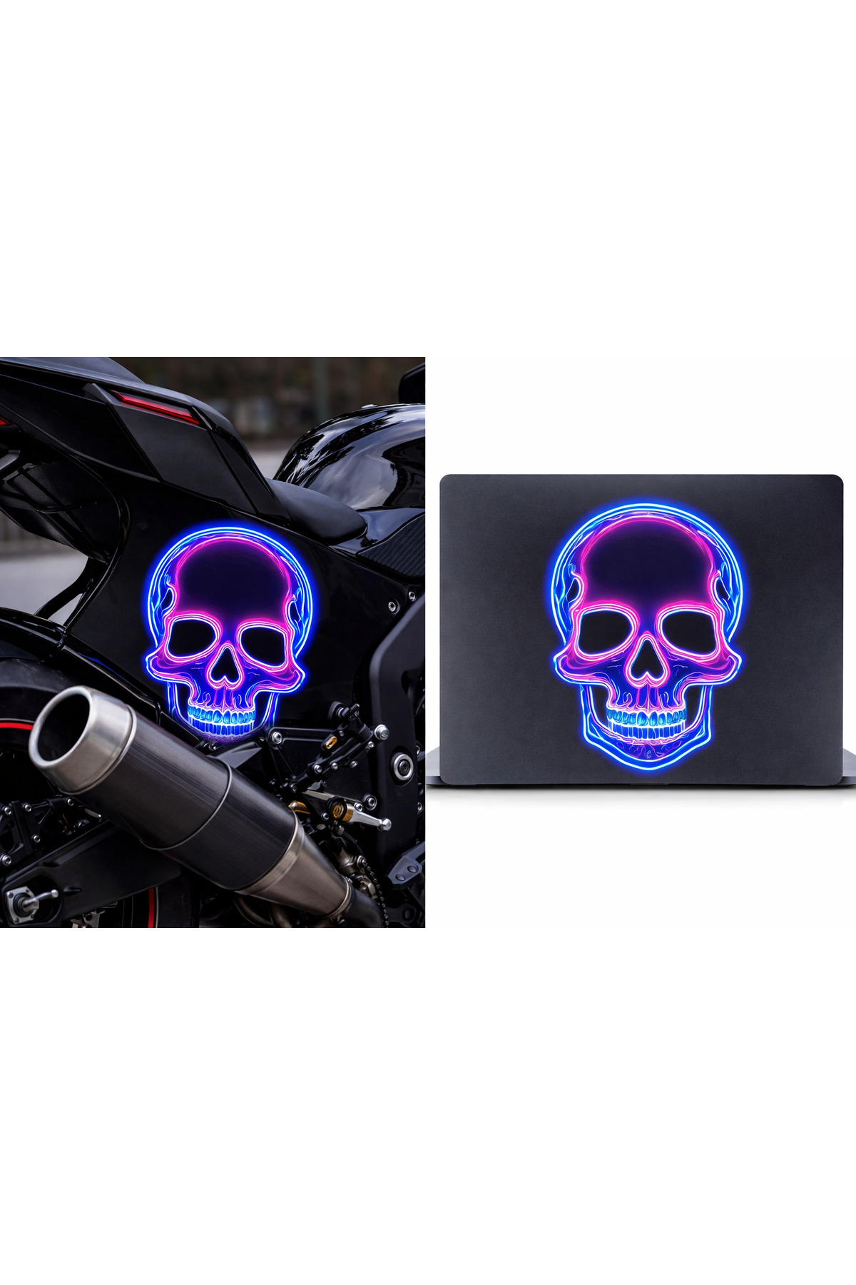 Limitless Design Neon Efektli Kafatası Sticker 15×8 cm | Cyberpunk ...