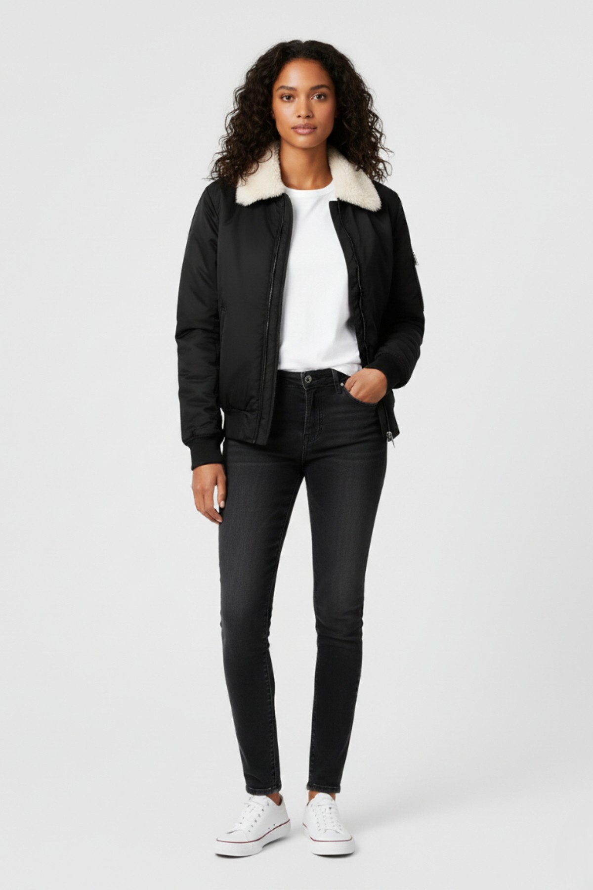 Unisex Siyah Oversize Çift Cepli Bomber Ceket Kolej Ceket