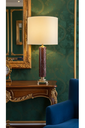 Montdekor EL YAPIMI MERMER TAŞLI BRONZ DESENLİ ABAJUR (60 cm yükseklik)