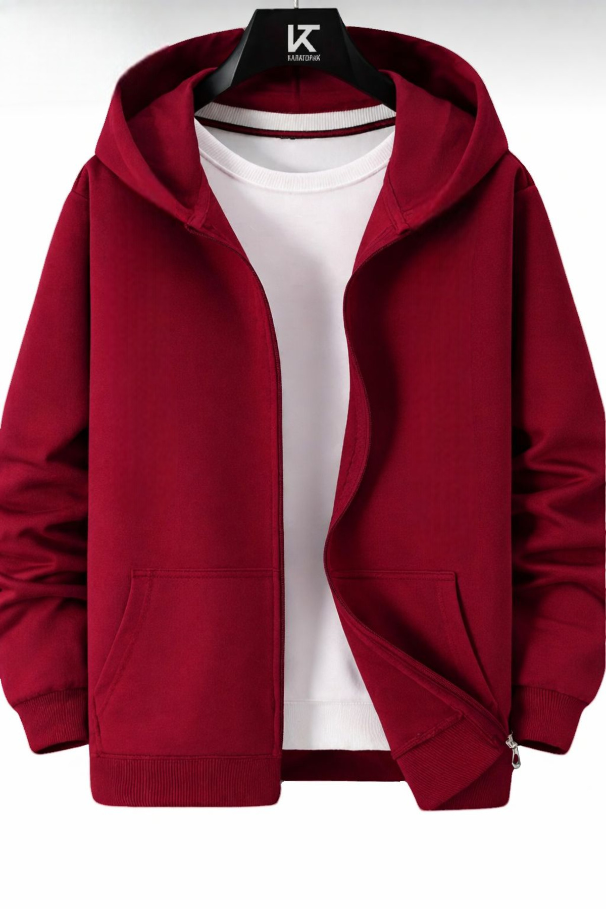 Karatopak  Kapüşonlu Unisex Fermuarlı Sweatshirt / Hırka