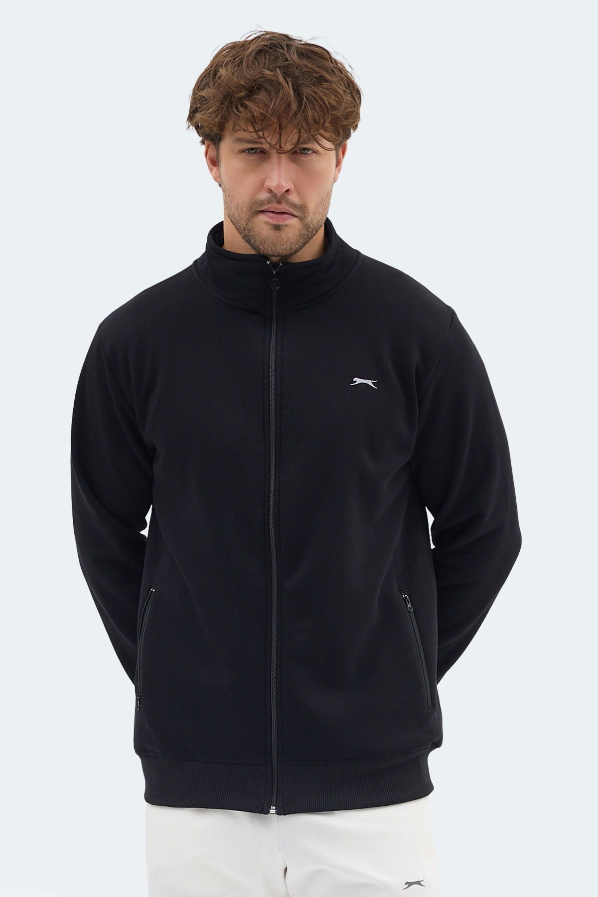 سویشرت جیب‌دار خاکی یقه ایستاده مردانه MENDOZA I اسلازنگر سویشرت Slazenger