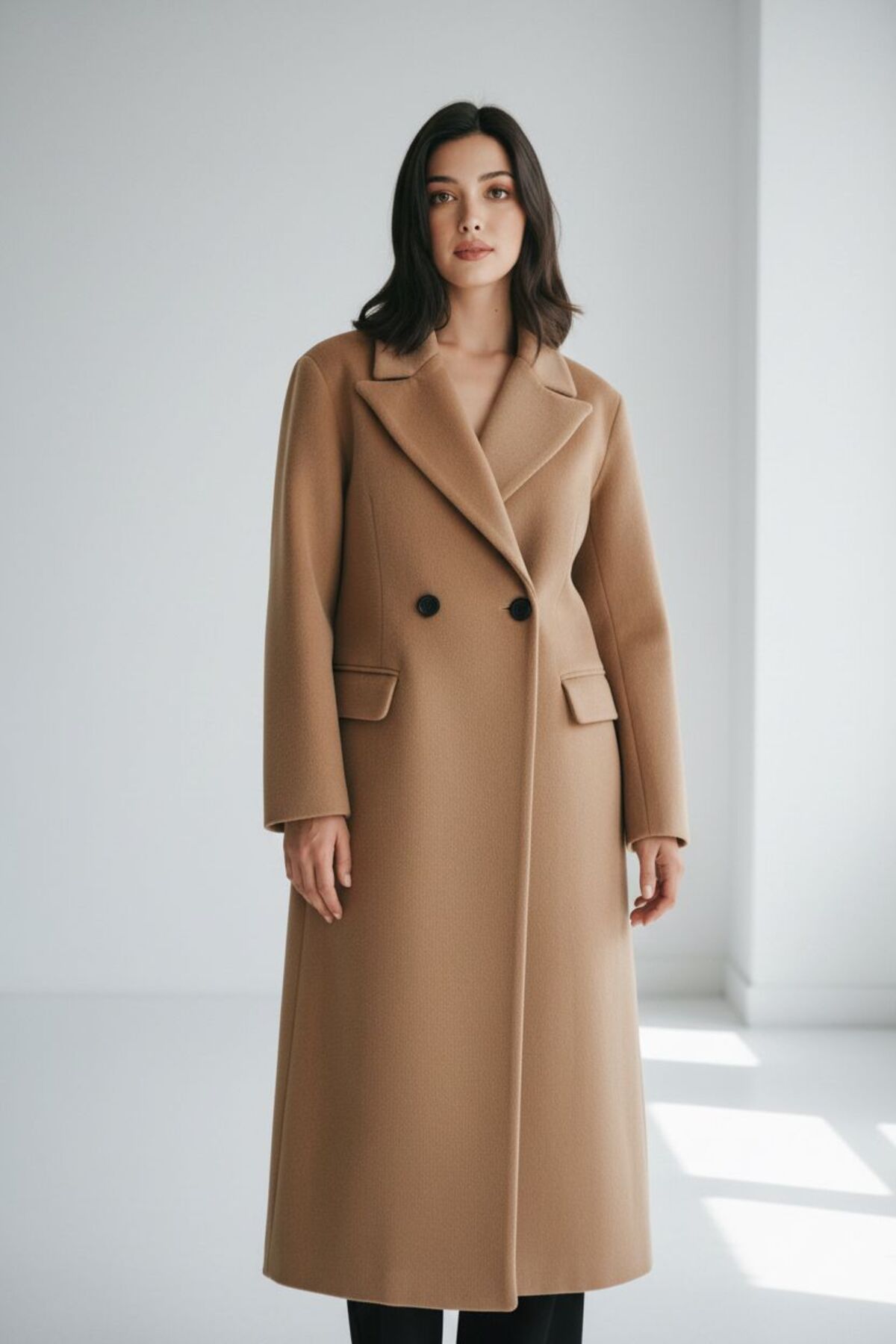 BUTİCK  KAŞE KUMAŞ VİZON RENGİ OVERSİZE KABAN