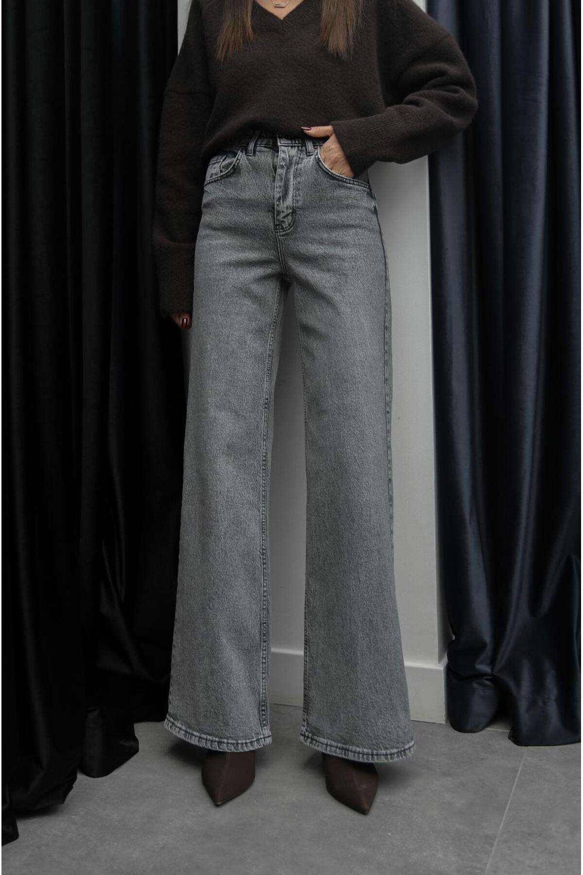 Havoş Sive tonirane farmerke širokih nogavica