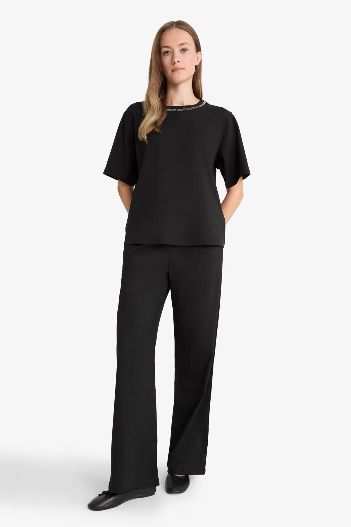 DeFacto Straıght Fit Geniş Paça Pantolon F5413AX25AU görsel 3