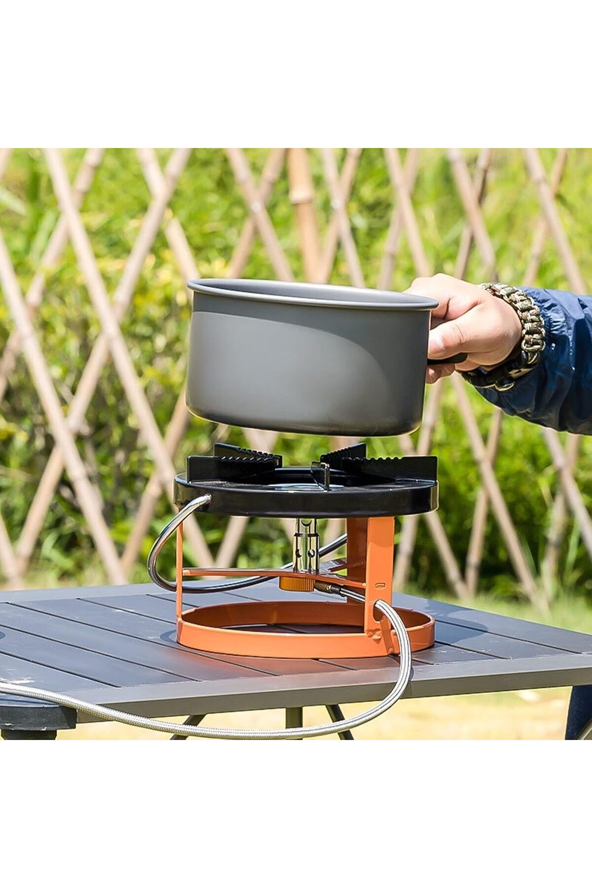 موقد غاز تخييم قوي بلهب اندماج – تسخين سريع وتصميم آمن للرحلات