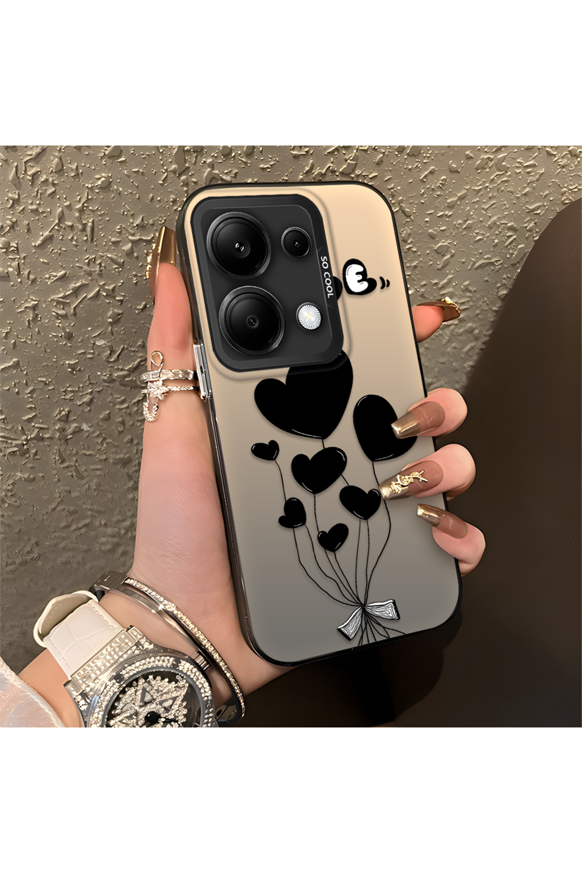 Xiaomi Redmi Note 13 Pro 4G Compatible Heart Balloon Pattern Protected Silicone Phone Case