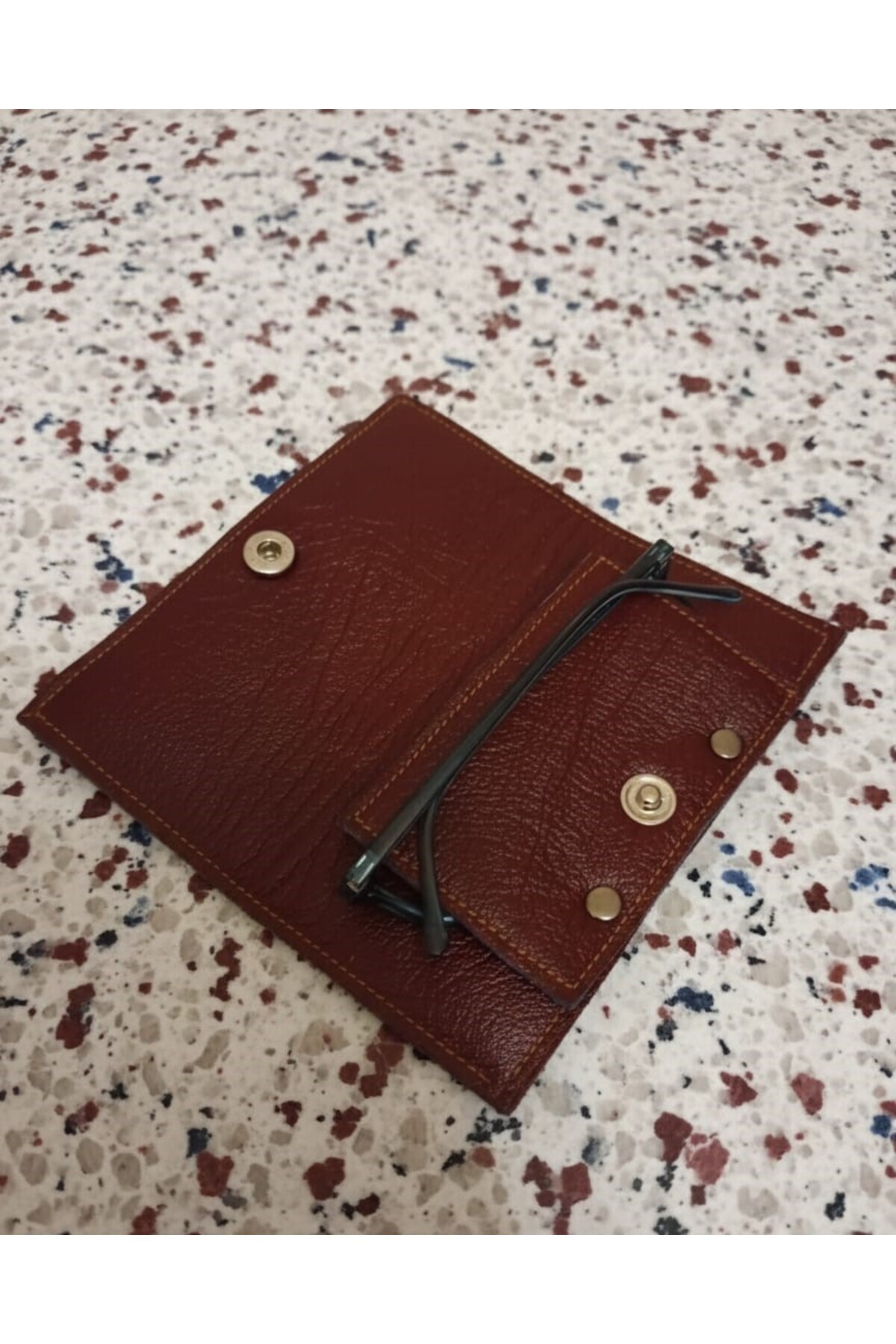 ZYLA Porting Hakiki Deri Gözlük Kılıfı-Kabı İçi Dışı Deri 16x8cm