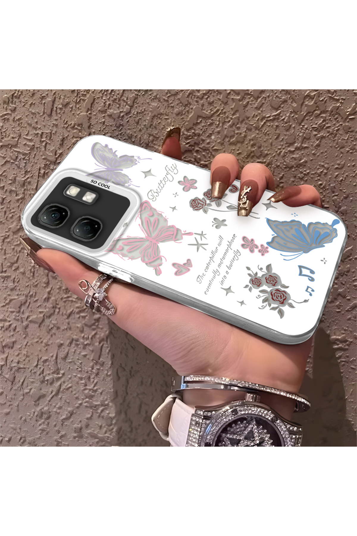 Infinix Smart 9 Compatible Phone Case Butterfly Anti-shock Camera Anti-fall