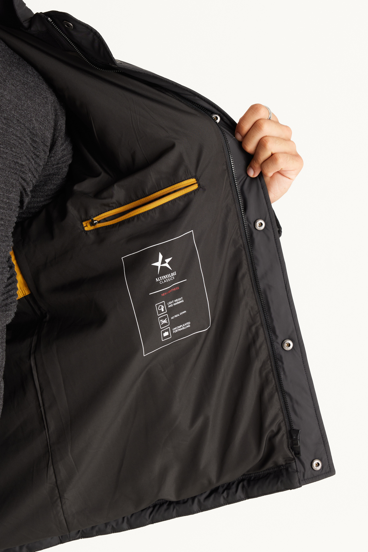 Altınyıldız Classics  Siyah Standart Fit Normal Kesim Dik Yaka Mont - Görsel 5