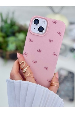 Go Aksesuar Iphone 15 - 14 - 13 Uyumlu Pembe Fiyonk Baskı Desenli Darbe Önley...
