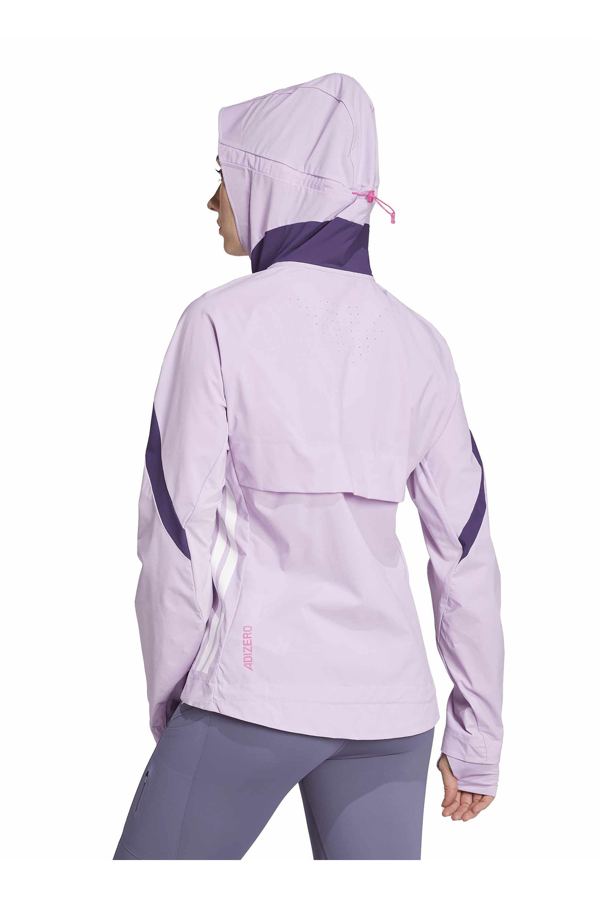 adidas JV7180 ADIZERO JKT W Lila - Mor Dar Düz Kadın Zip Ceket görsel 4