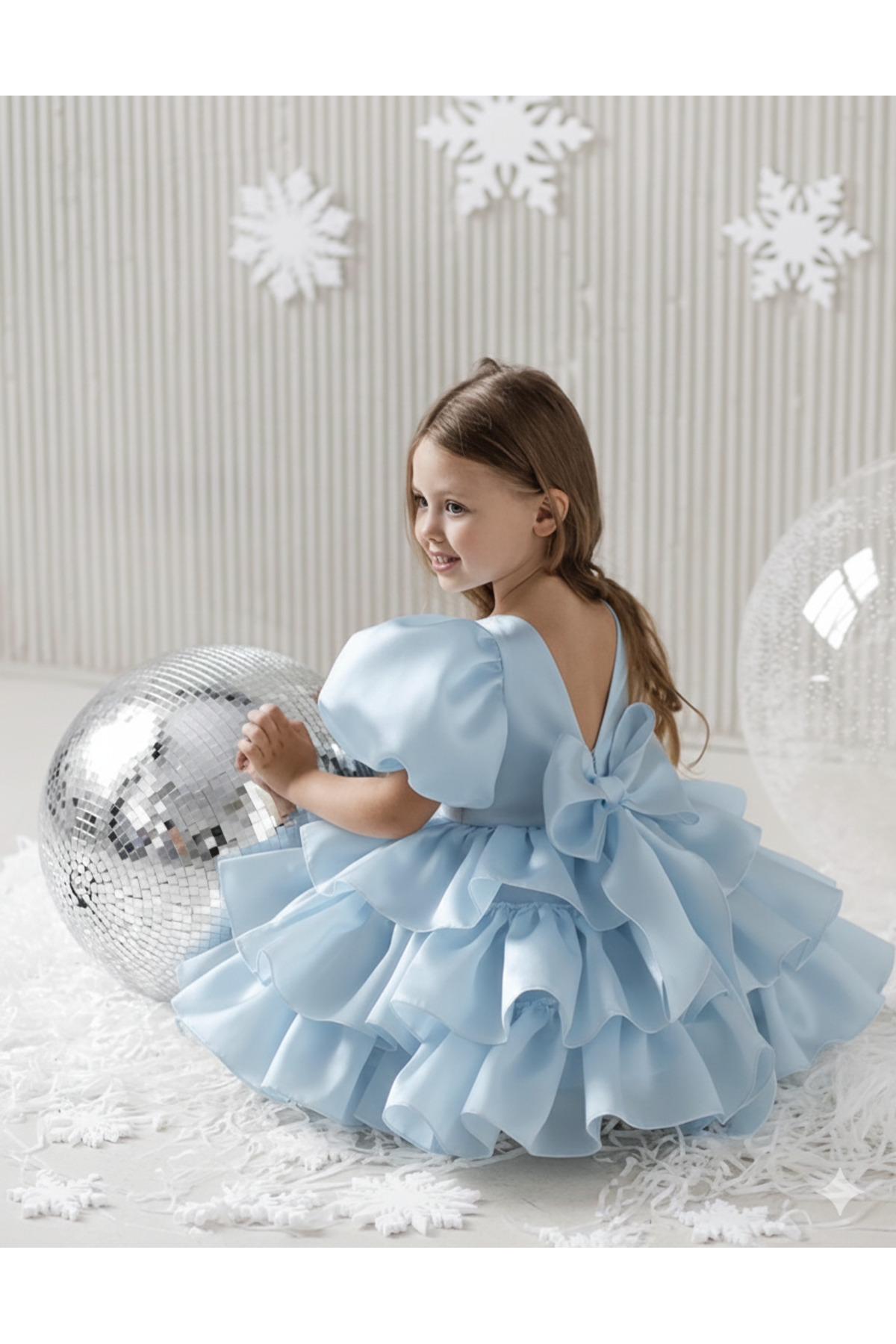 Asel Kids Kız Çocuk Özel Günlere Uygun İçi Pamuk Astarlı Elbise