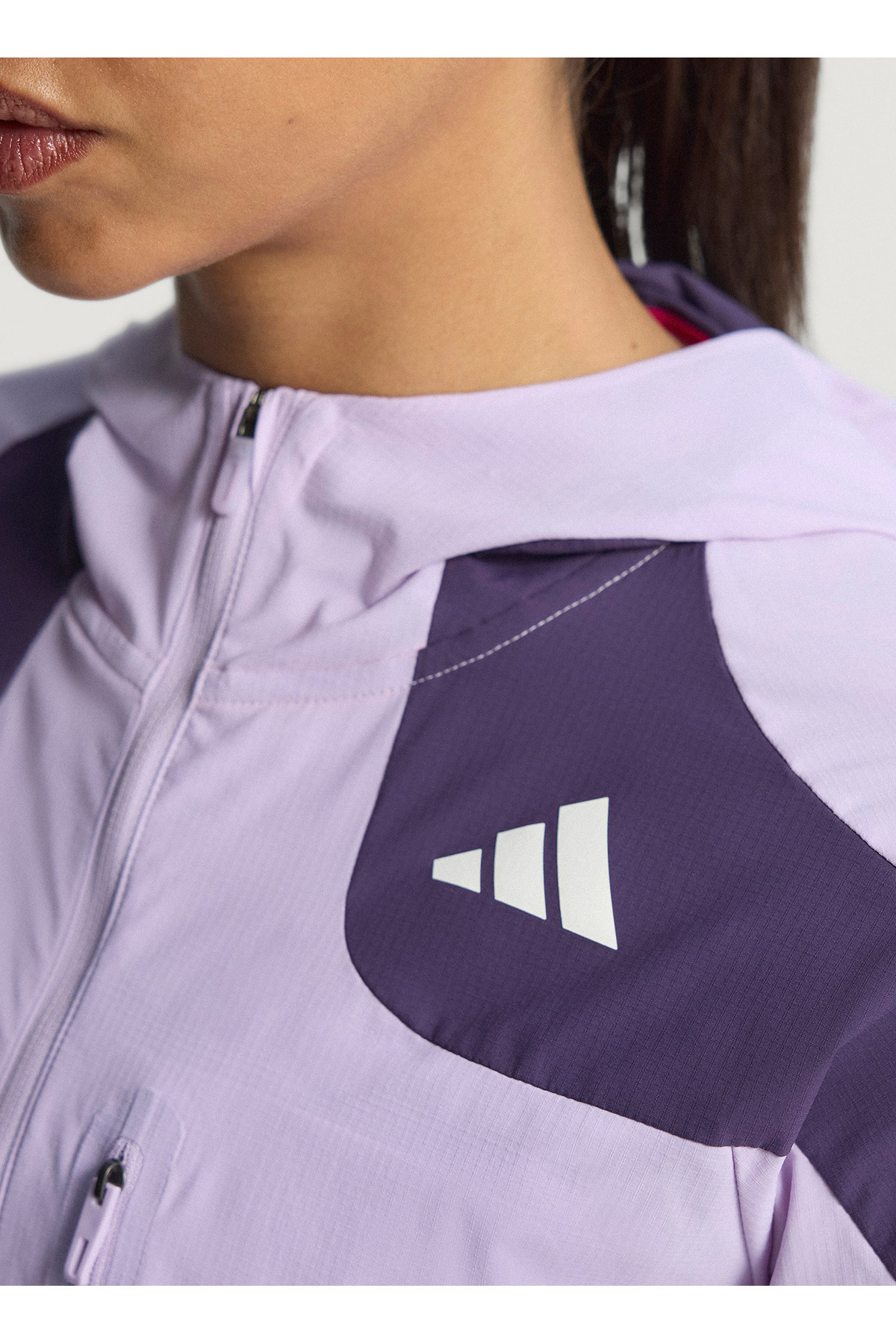 adidas JV7180 ADIZERO JKT W Lila - Mor Dar Düz Kadın Zip Ceket görsel 6