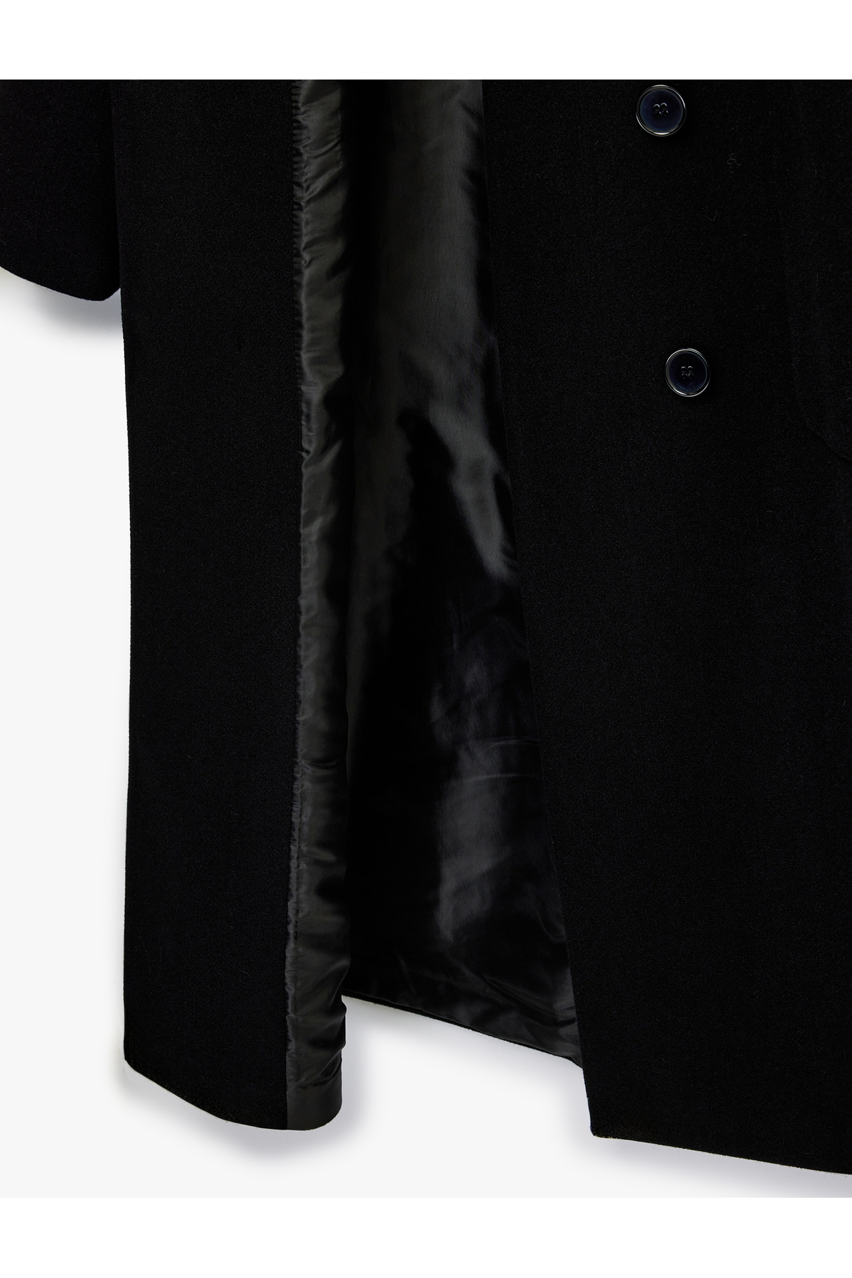 Koton  Kemerli Kaşe Kaban Kruvaze Düğmeli Uzun Kollu Cepli - Görsel 6