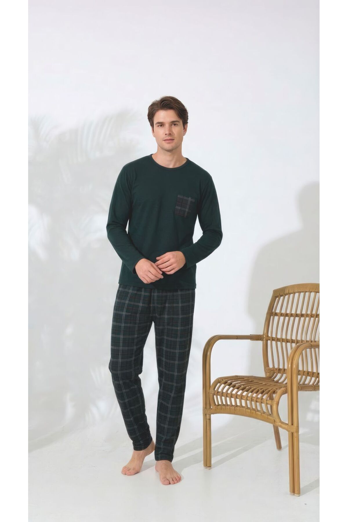 HUBEN Uzun Kollu Örme Erkek Pijama Takımı