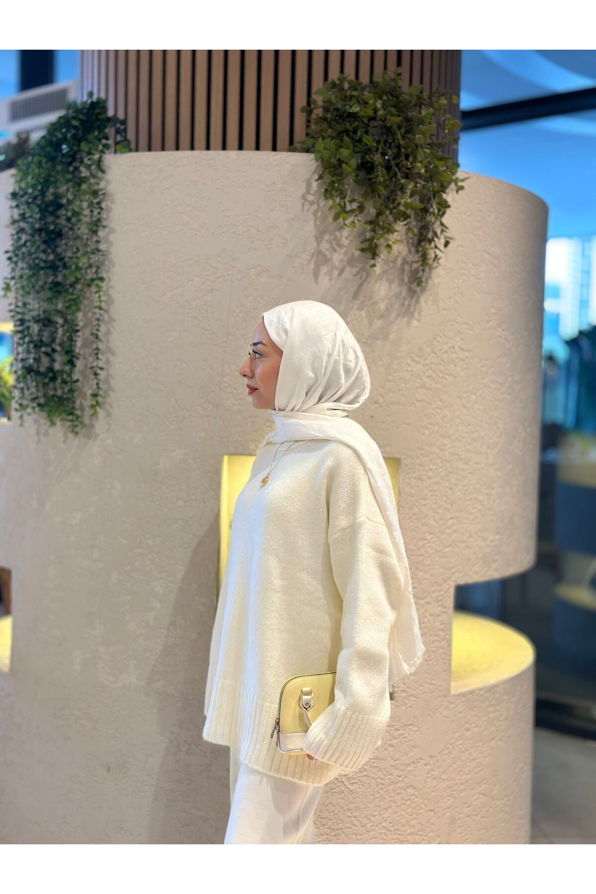 MODA  Premium Kalite Kadın Oversize Triko Kazak Beyaz - Görsel 3