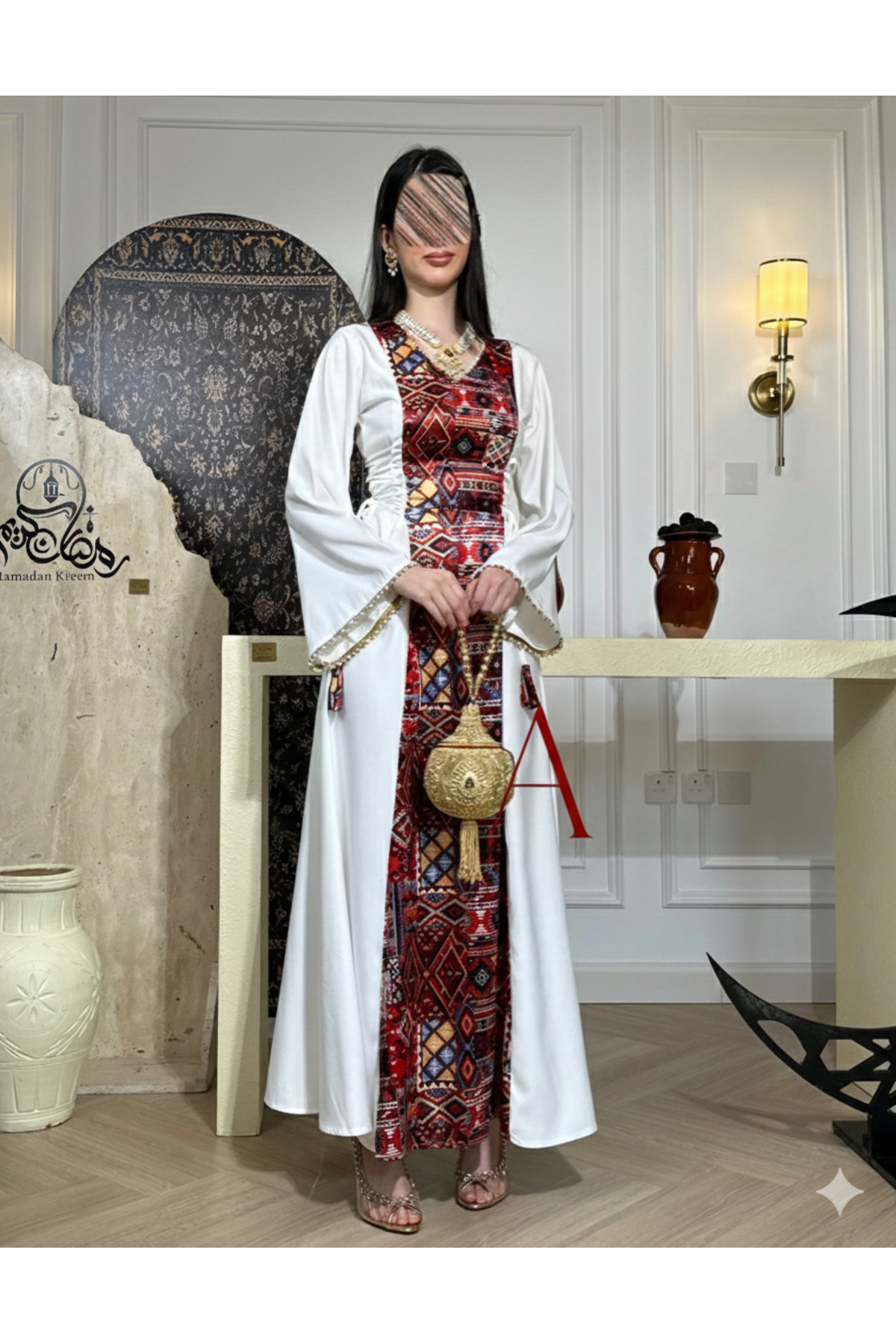 جلابية رمضاني نسائي أنيقة بتطريز تراثي