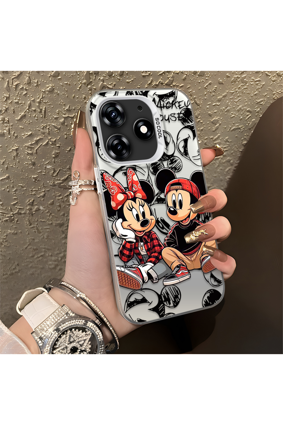 Tecno Spark 10 Pro Compatible Silicone Edge Hard Rear Anti Fall Case Classic Mickey Mouse