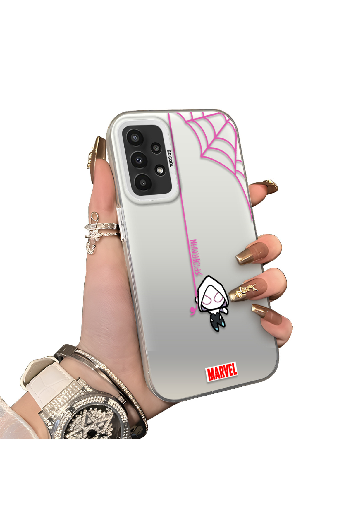 Samsung Galaxy A23 Compatible Silicone Edge Hard Rear Anti Fall Case Spiderman