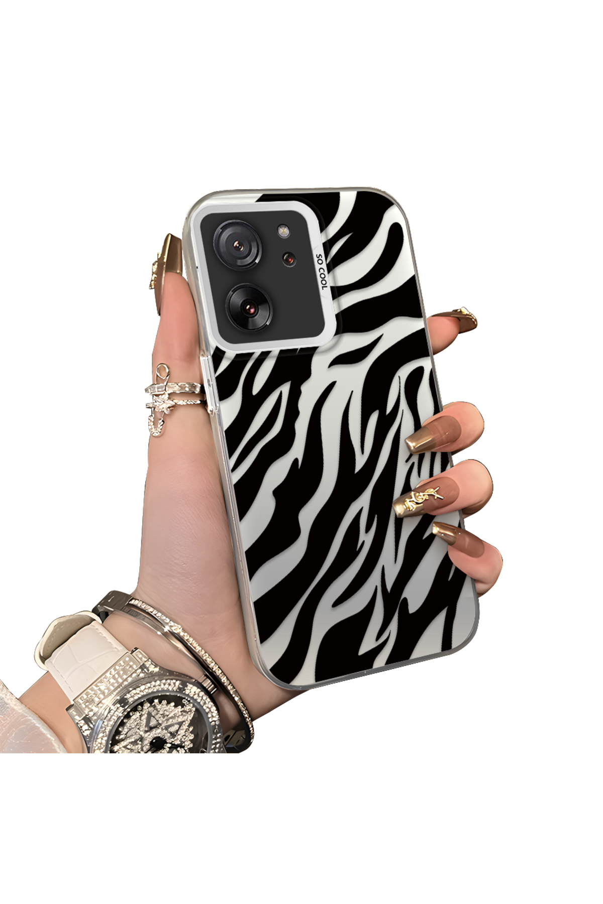 Xiaomi Mi 13T/Mi 13T Pro Compatible Silicone Edge Hard Rear Anti Fall Case Wild Tiger