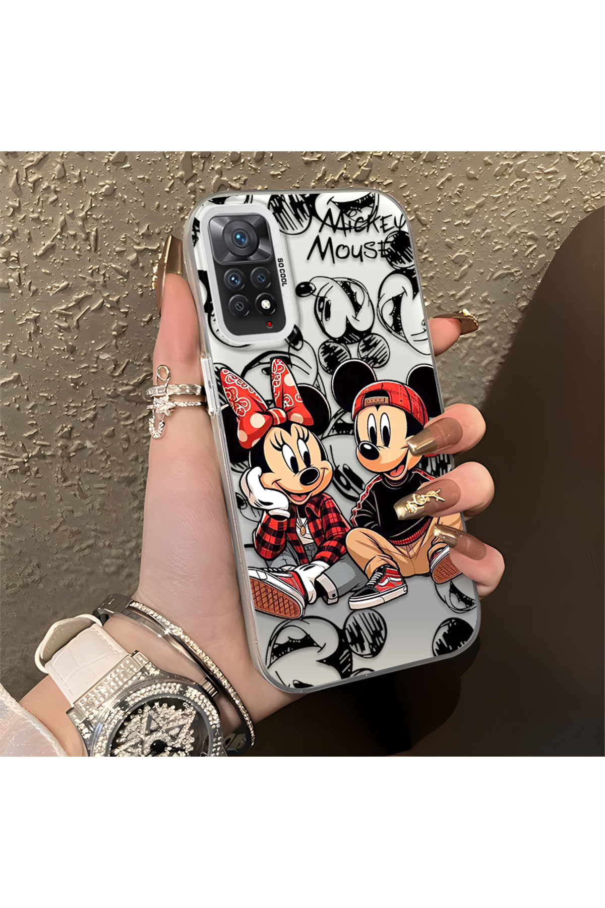 Xiaomi Redmi Note 11 Pro 5G Compatible Silicone Edge Hard Rear Anti Fall Case Classic Mickey Mouse