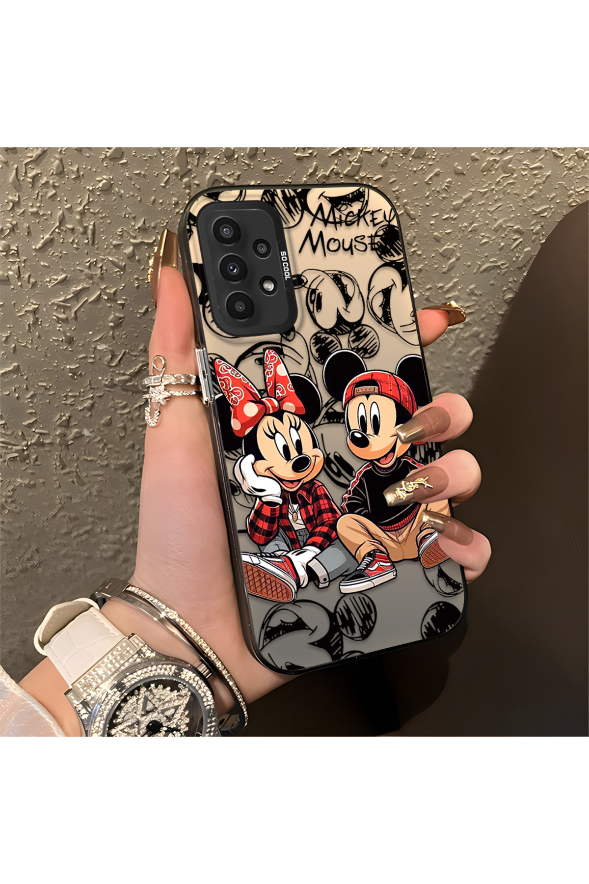 Samsung Galaxy A23 Compatible Silicone Edge Hard Rear Anti Fall Case Classic Mickey Mouse