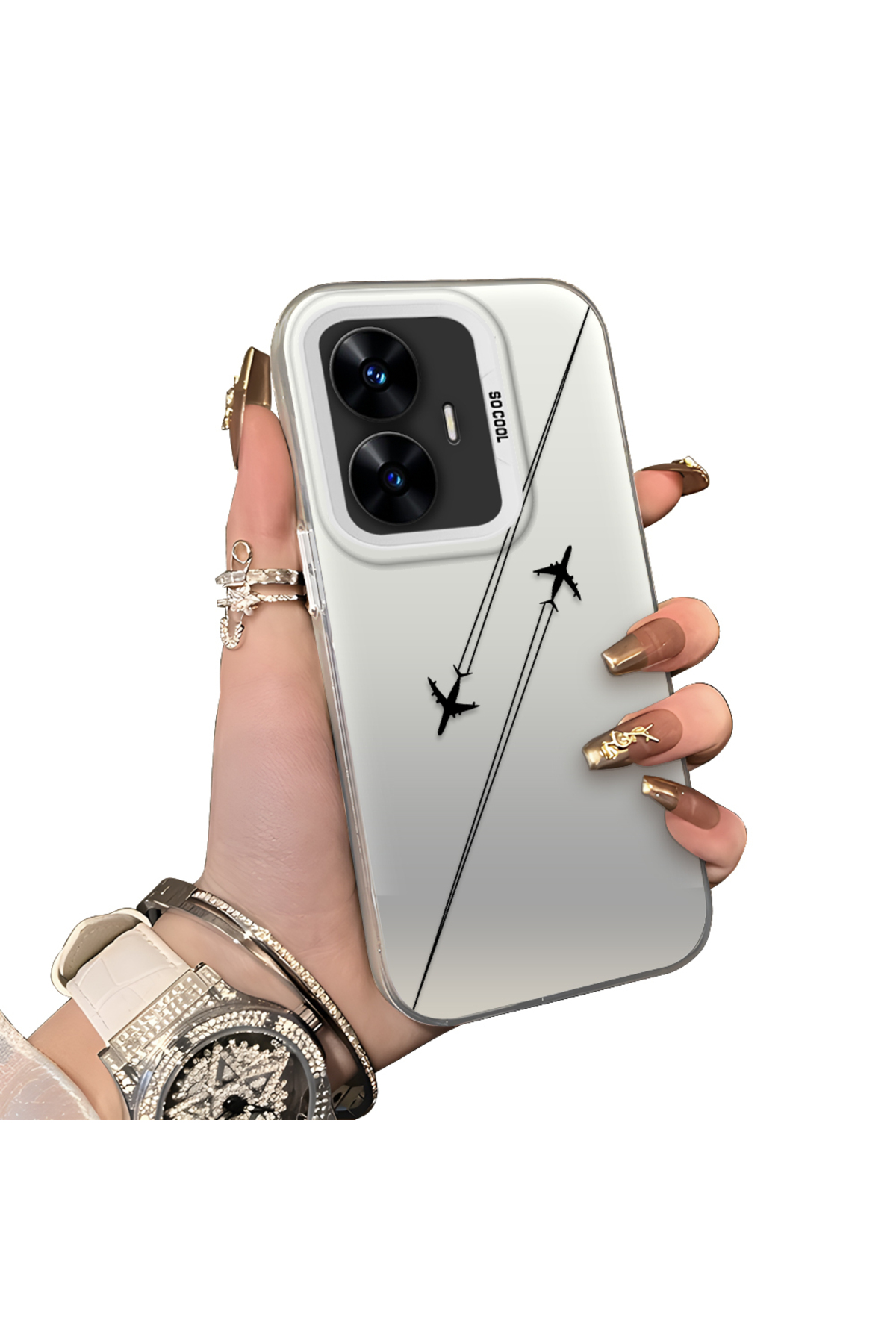 Realme C55 Compatible Silicone Edge Hard Rear Anti Fall Case Aircraft Show