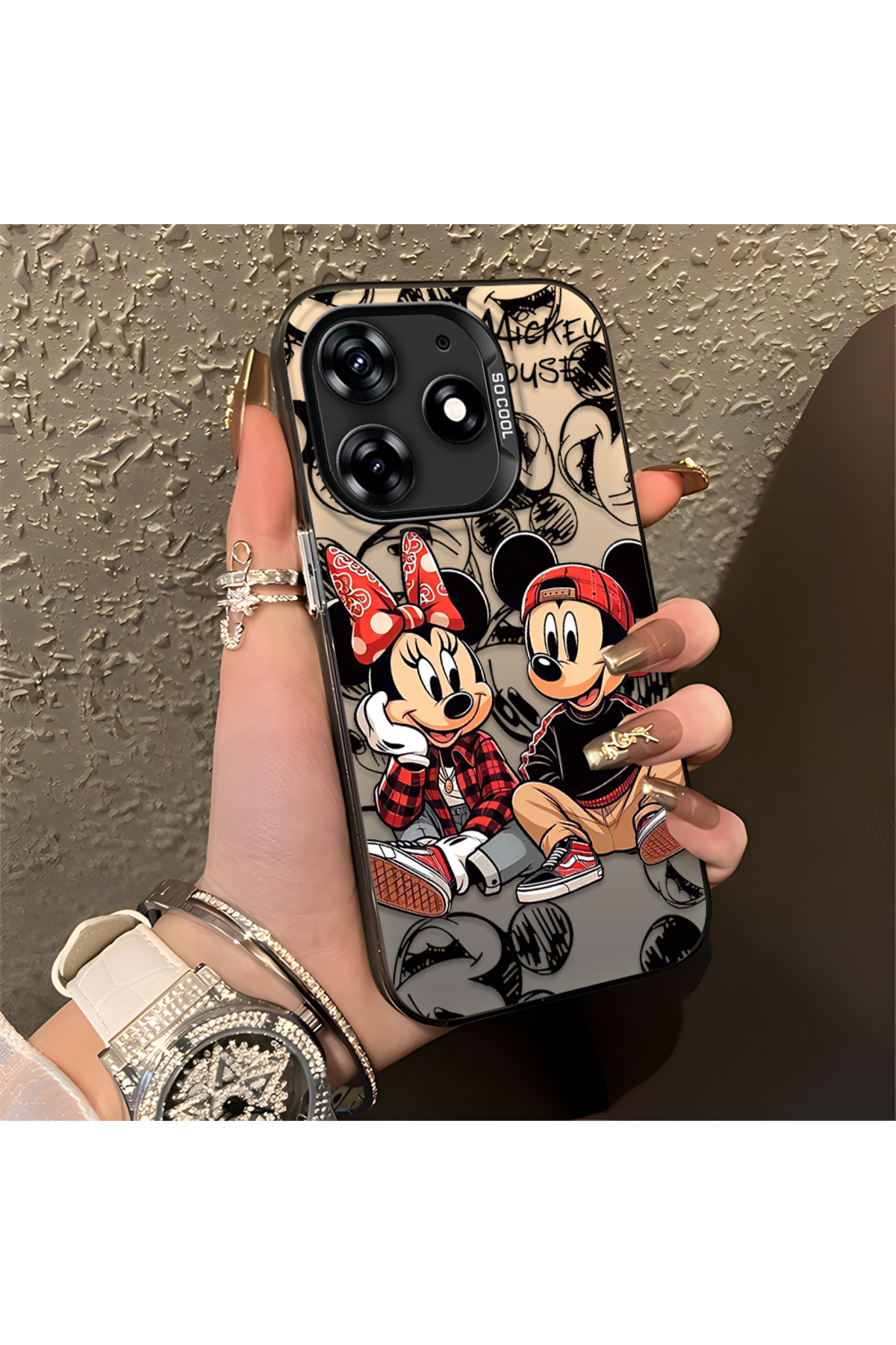 Tecno Spark 10 Pro Compatible Silicone Edge Hard Rear Anti Fall Case Classic Mickey Mouse