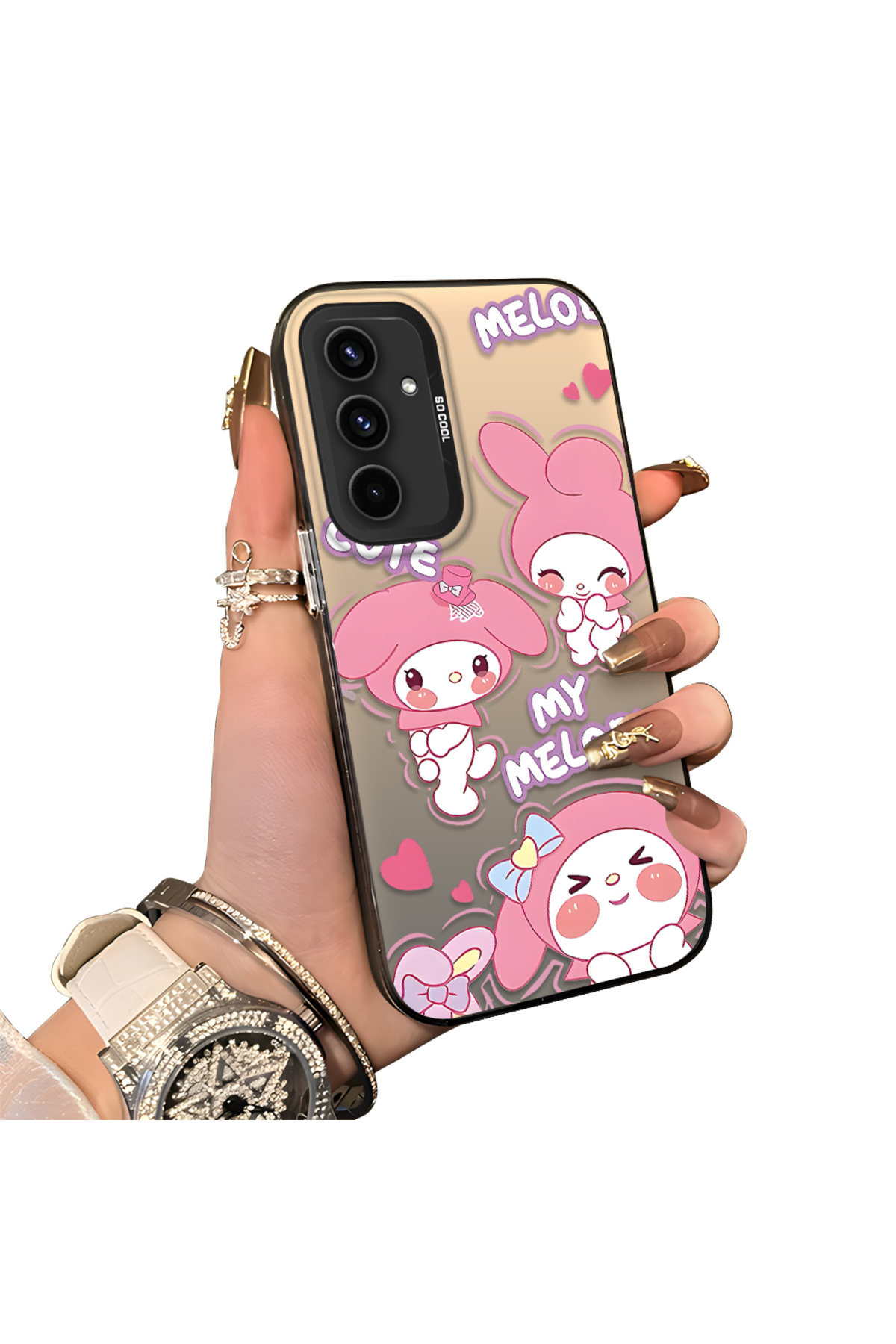 Protective Silicone Edge Acrylic Rear Kuromi Case Compatible with Samsung Galaxy A54