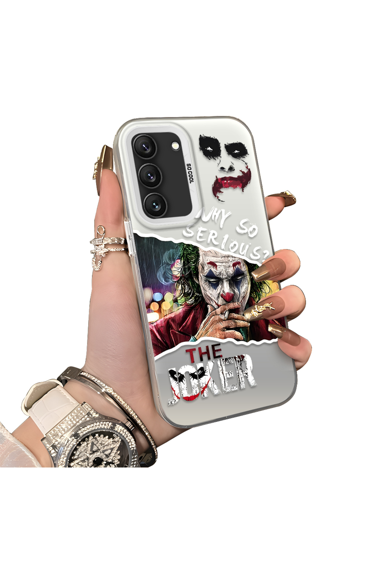 Samsung Galaxy S22 Compatible Acrylic Rear Silicone Edge Clown Joker Protective Case